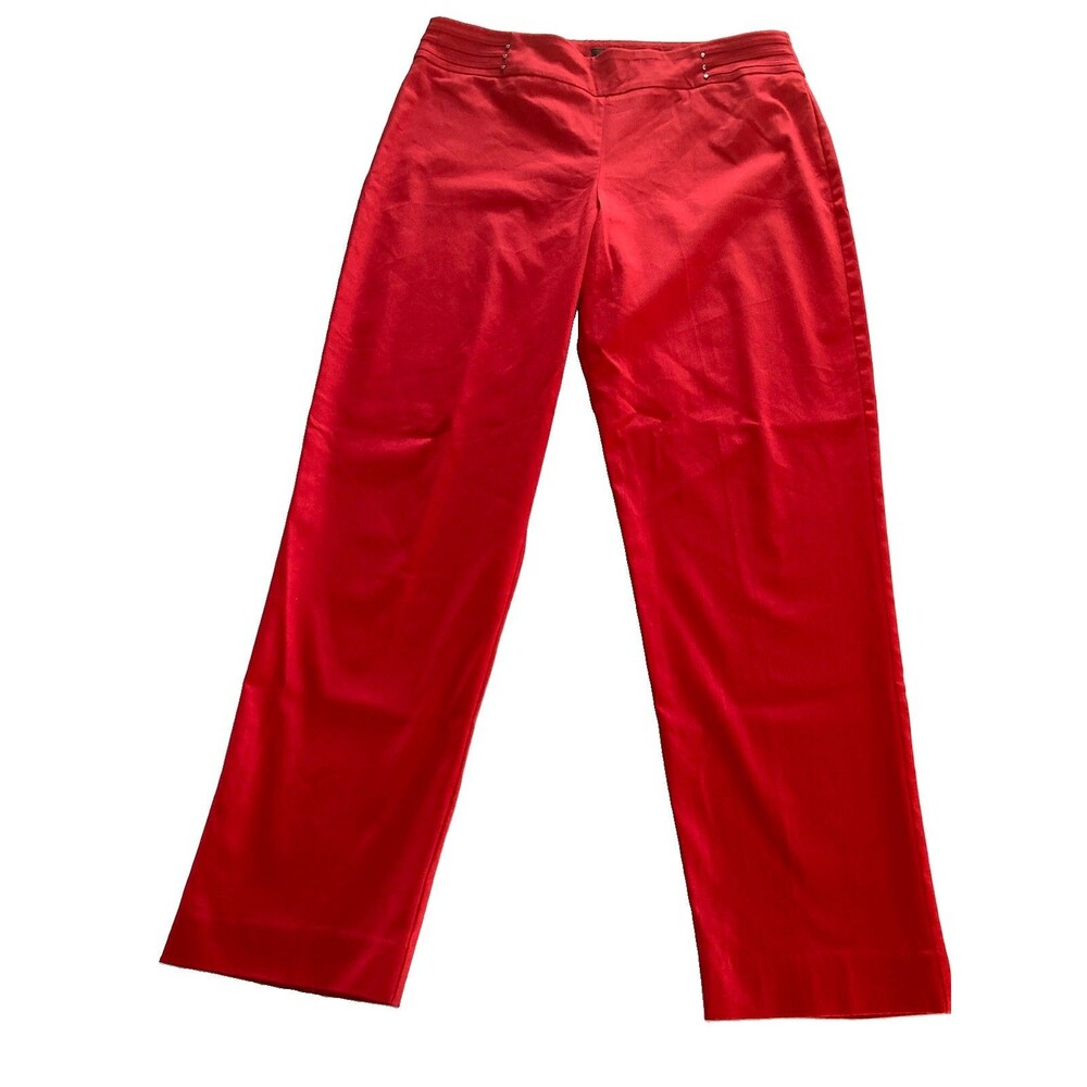 JM Collection Pants Large Red Straight NWOTs Stretch New W/O Tags Embellished